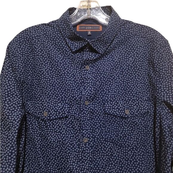 PD&C Men's Blue LongSleeve Button Down Shirt Sz Medium - Picture 3 of 8